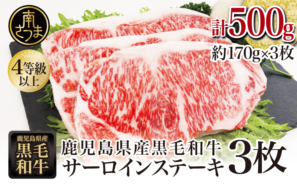 □【鹿児島県産】黒毛和牛 サーロインステーキ 約500g