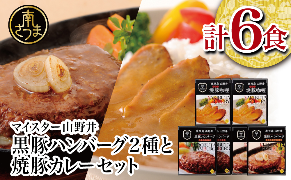 □黒豚ハンバーグと焼豚カレーのセット