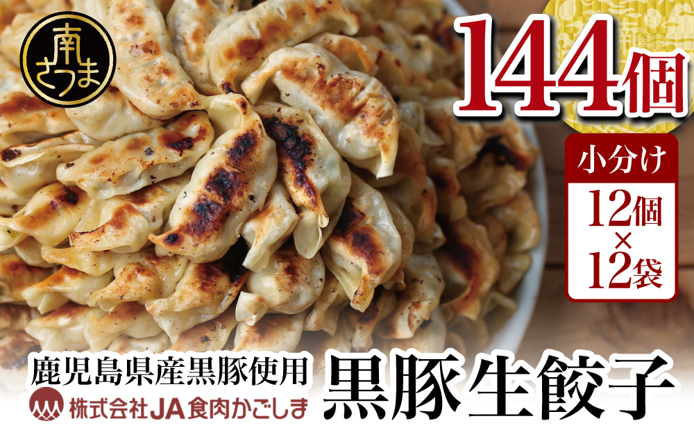 □【JA食肉かごしま】黒豚と国産野菜のジューシー生餃子144個 たれ付き！（12個×12P）