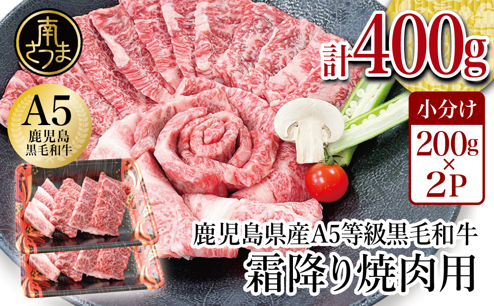 □【鹿児島県産】A5等級 黒毛和牛 霜降り焼肉用 400g