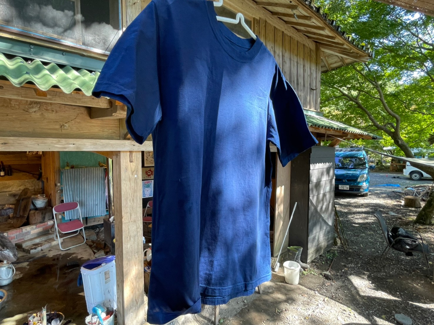 □【天然灰汁発酵建】藍染Tシャツ（男女兼用：サイズS／M／L／LL）