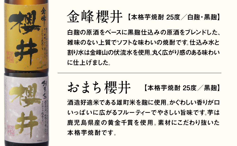 □櫻井酒造 本格芋焼酎 一升瓶 飲み比べセット（1.8L×2本）【金峰櫻井・おまち櫻井】