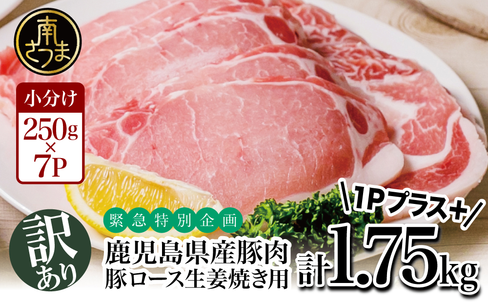 □【訳あり】畜産王国鹿児島の 豚ロース 生姜焼き用 1.75kg