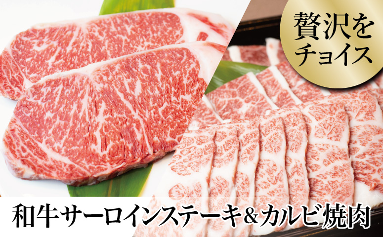 □【鹿児島県産】 黒毛和牛 サーロインステーキ 320g＆カルビ 焼肉 300g